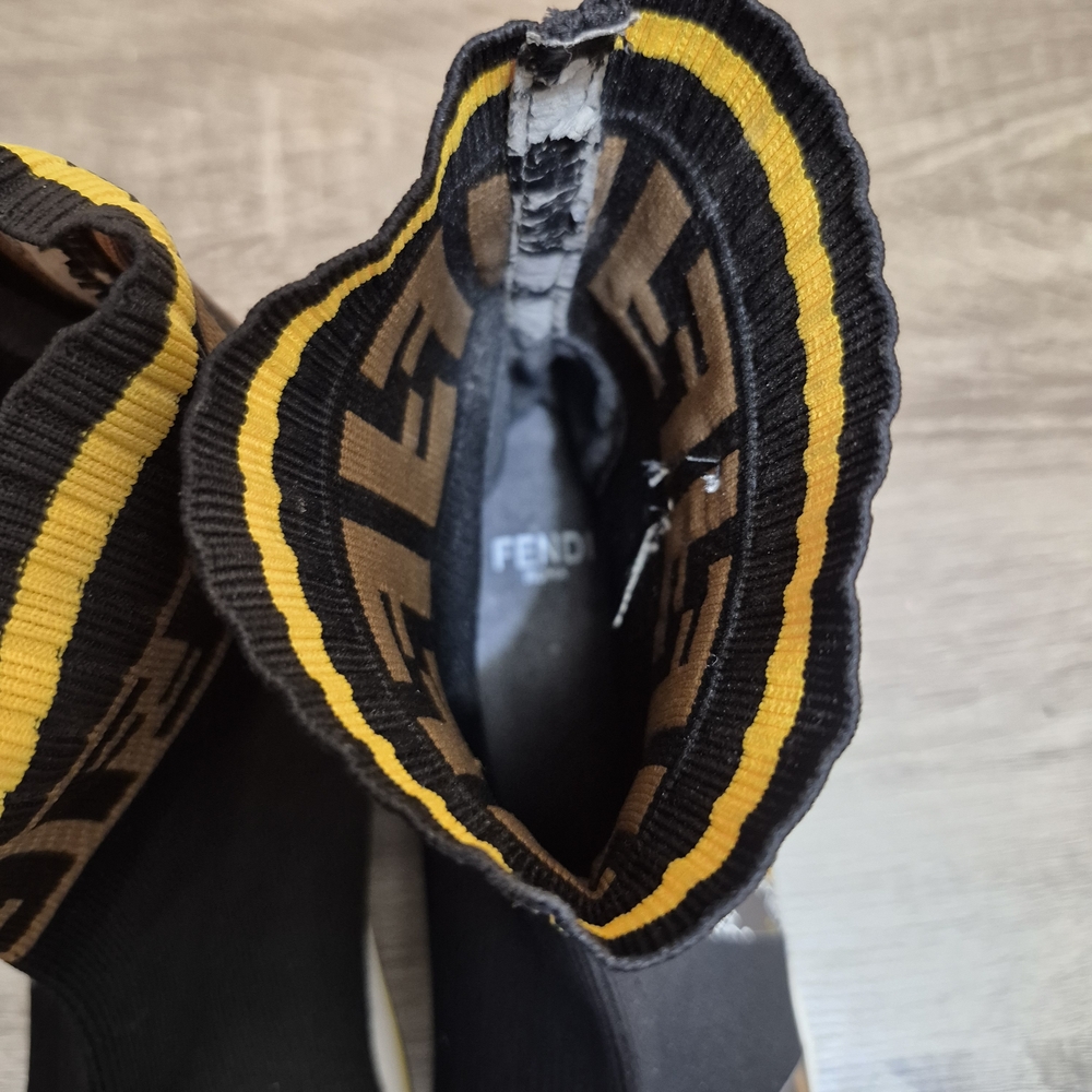 Fendi  Black, Yellow, and Brown Sock Boots - Picture 12 of 12
